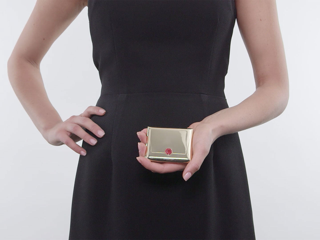 Retro Flato Envelope Compact Box in 14K