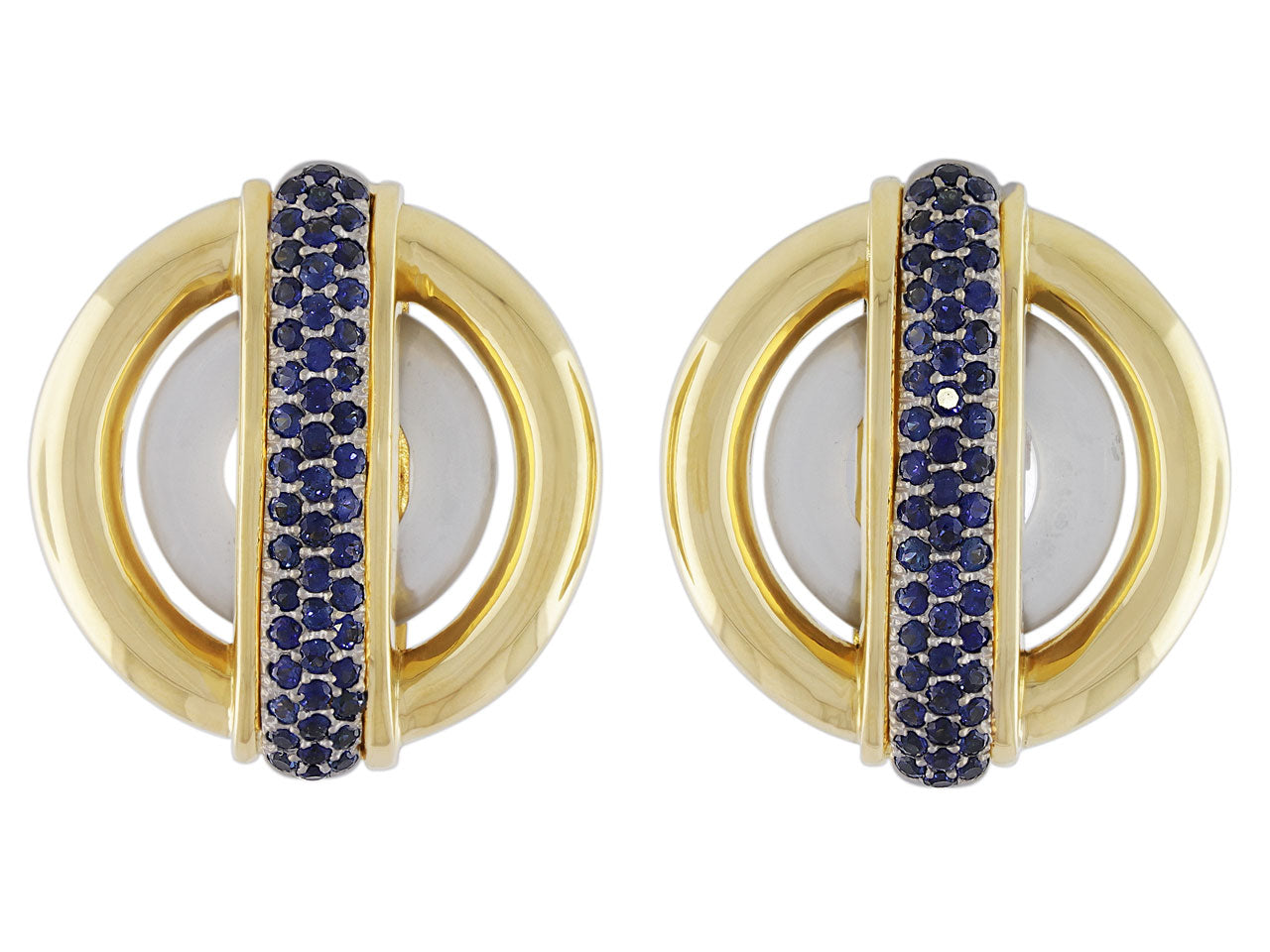 Cartier Aldo Cipullo Sapphire Circles Earrings in 18K Gold