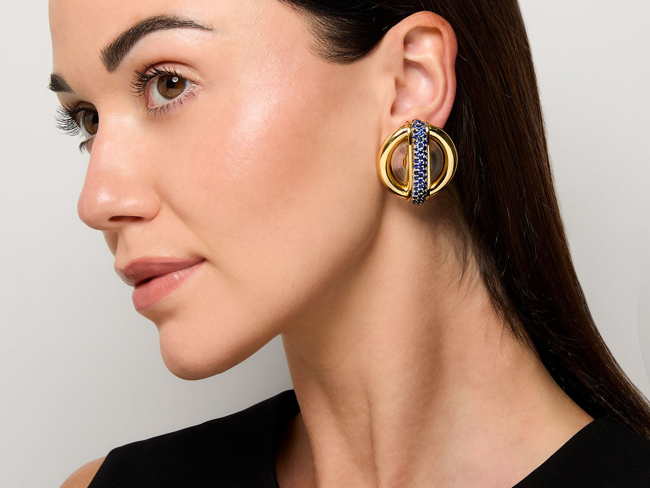 Cartier Aldo Cipullo Sapphire Circles Earrings in 18K Gold