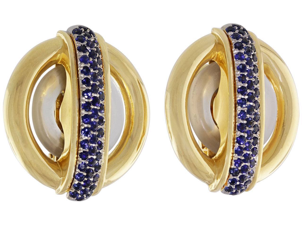 Cartier Aldo Cipullo Sapphire Circles Earrings in 18K Gold