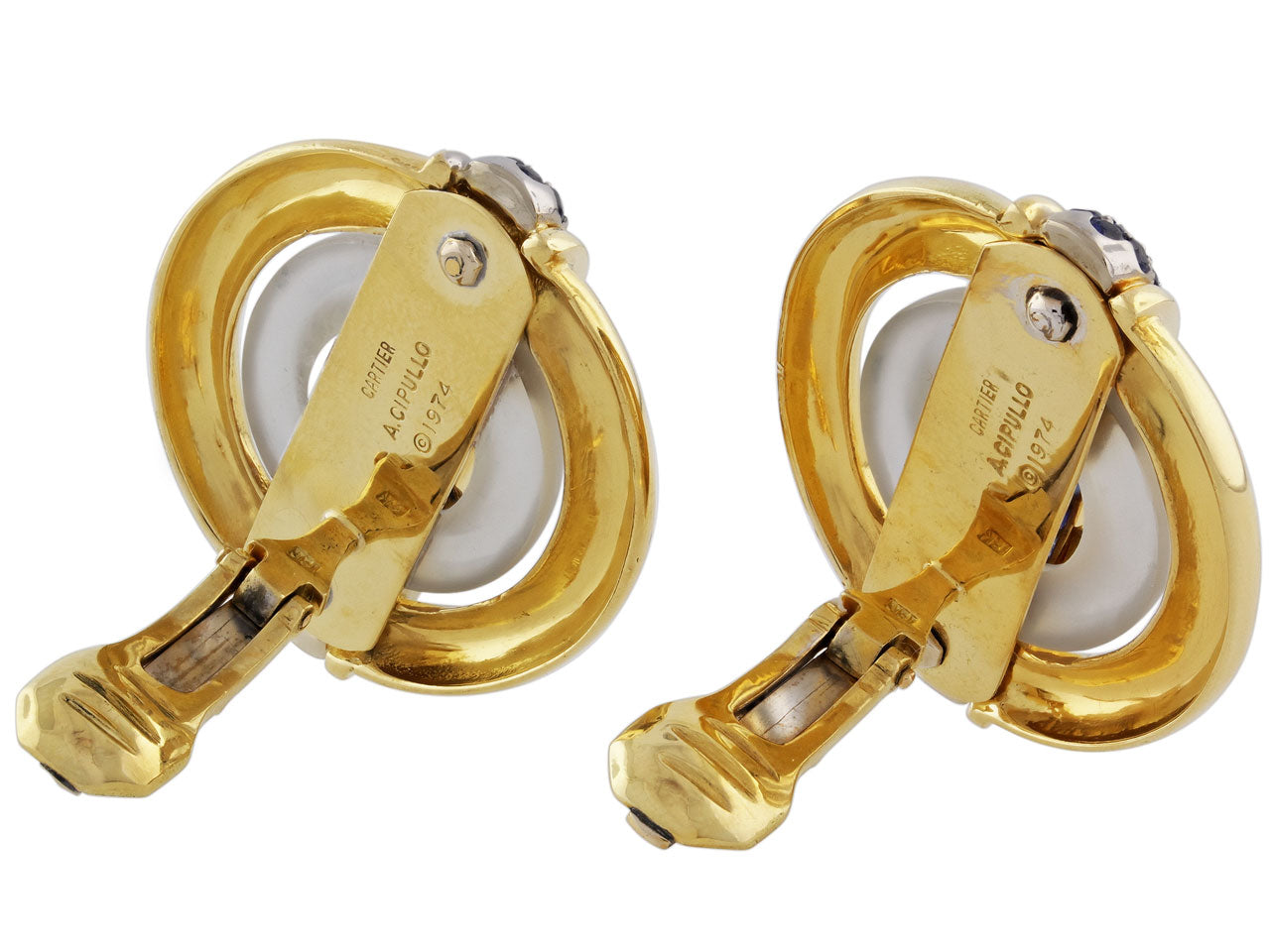 Cartier Aldo Cipullo Sapphire Circles Earrings in 18K Gold