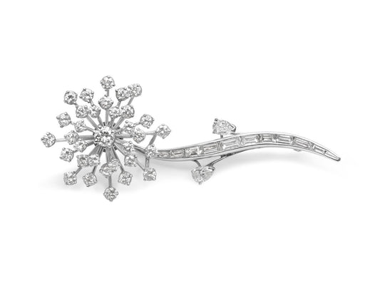 Oscar Heyman Mid-Century Diamond Flower Brooch in Platinum