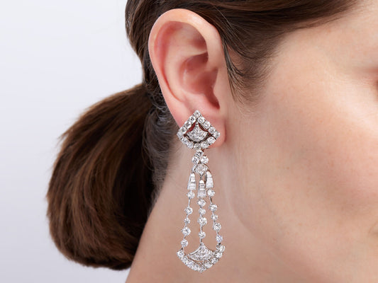 Diamond Chandelier Earrings in 18K White Gold