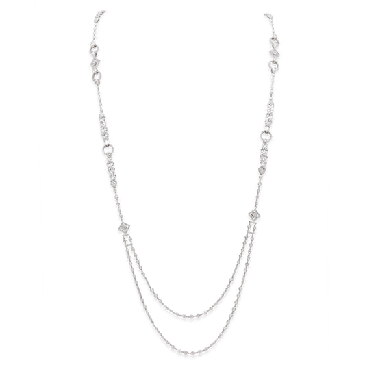 Diamond Sautoir Necklace in 18K White Gold