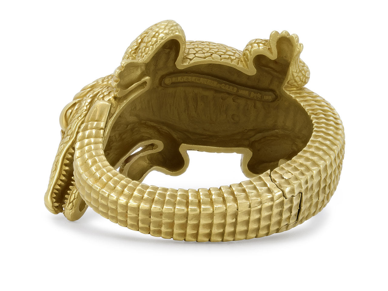 Kieselstein-Cord Alligator Cuff Bracelet in 18K 'Green' Gold, Large