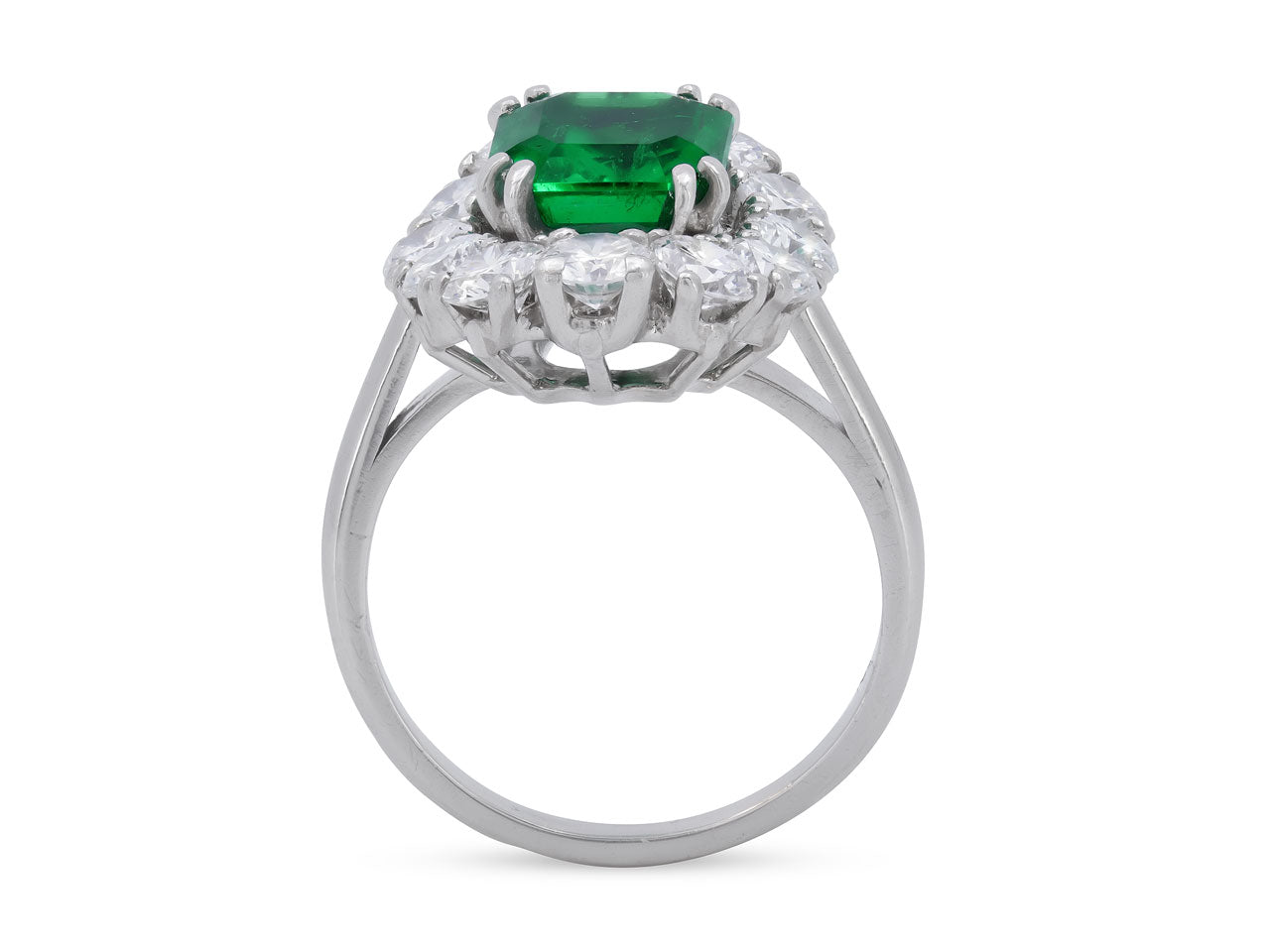 Mellerio dits Meller Mid-Century Emerald and Diamond Ring in Platinum