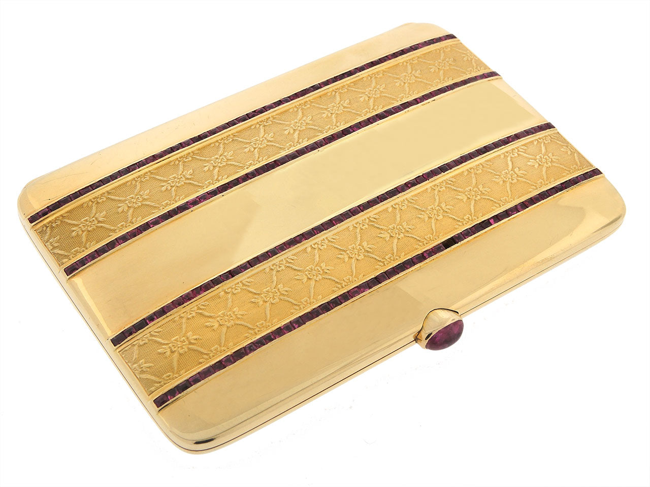 Mid-Century Ruby and 18K Gold Card/Cigarette Case, French