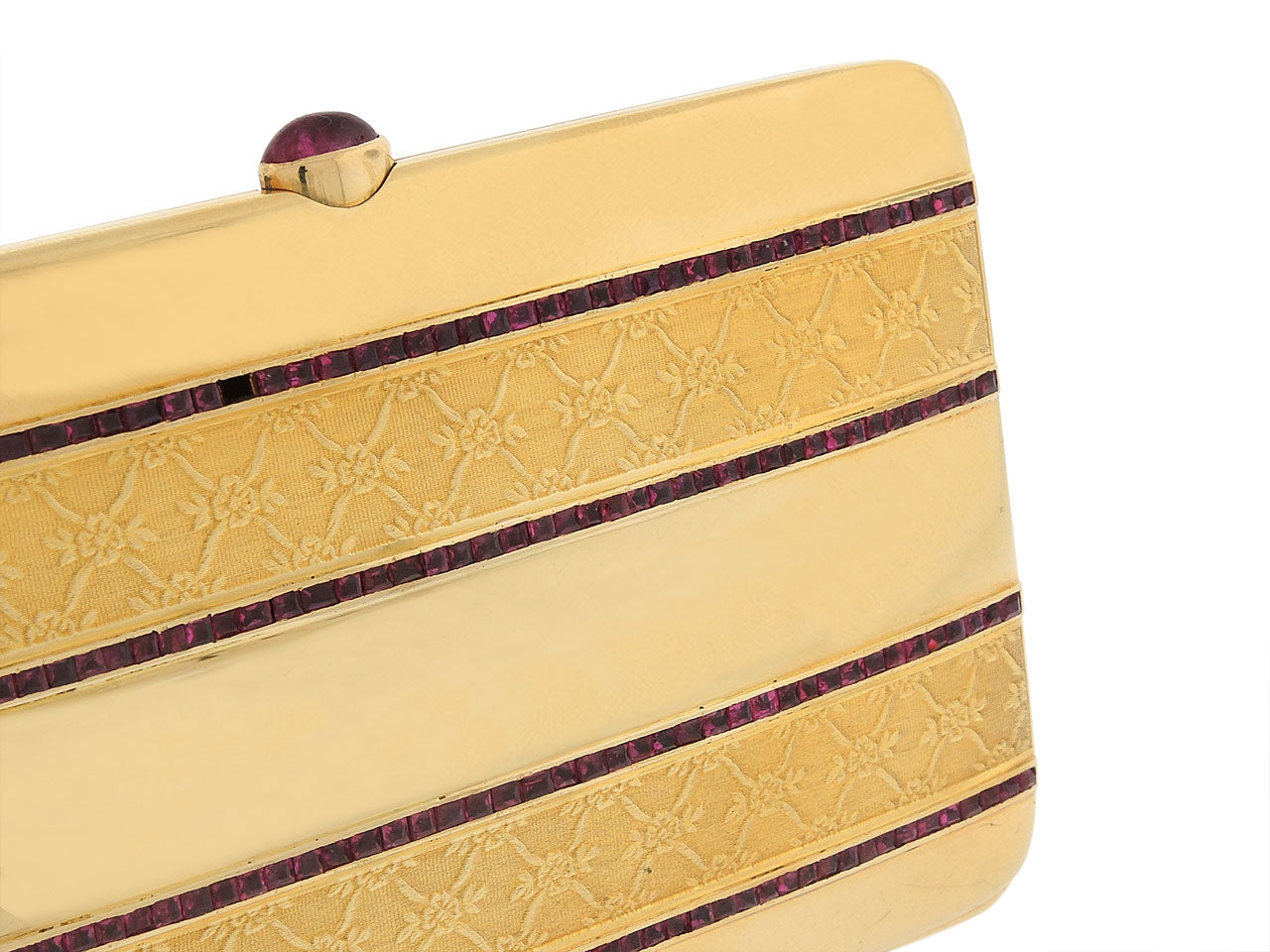 Mid-Century Ruby and 18K Gold Card/Cigarette Case, French