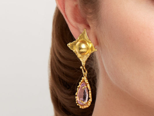 Jean Mahie and Neiman Marcus Kunzite and Diamond Earrings in 22k