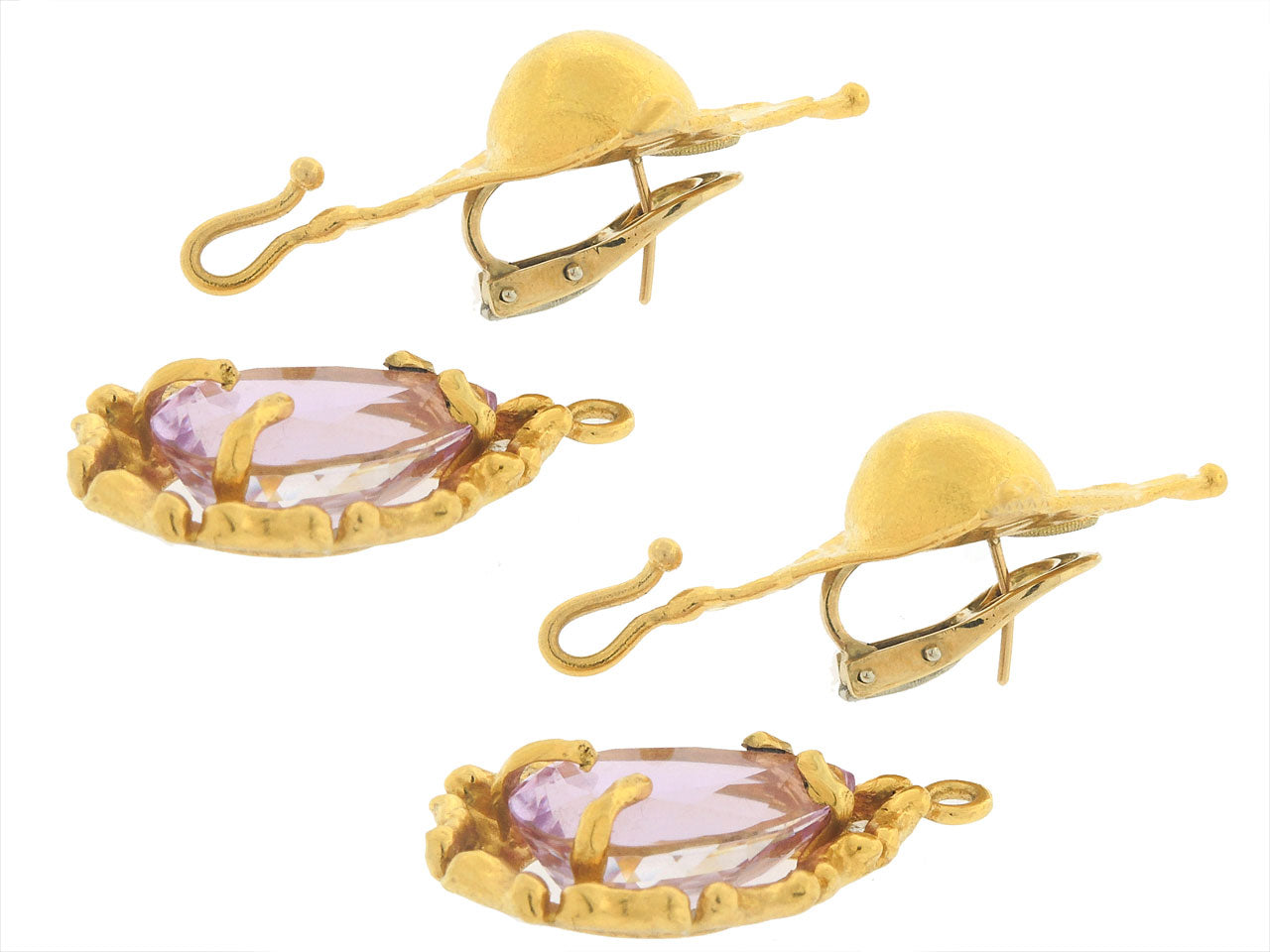 Jean Mahie and Neiman Marcus Kunzite and Diamond Earrings in 22k