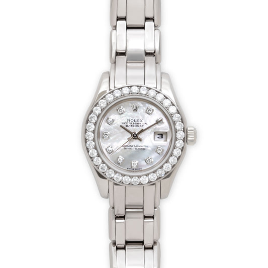 Rolex Lady-Datejust 'Pearlmaster' with Mother-of-Pearl Dial and Diamond Bezel in 18k White Gold, 29mm