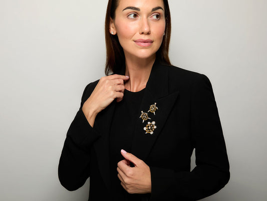 Hammerman Brothers Amethyst Turtle Brooch in 18K Gold and Platinum