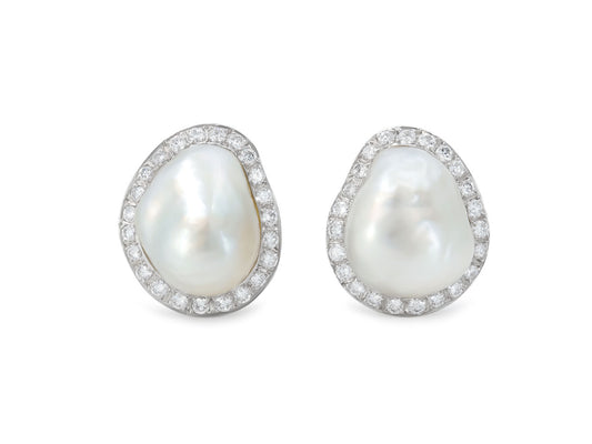 Trio South Sea Pearl and Diamond Earrings in 18K