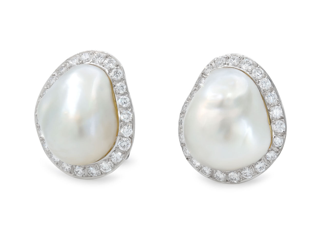 Trio South Sea Pearl and Diamond Earrings in 18K