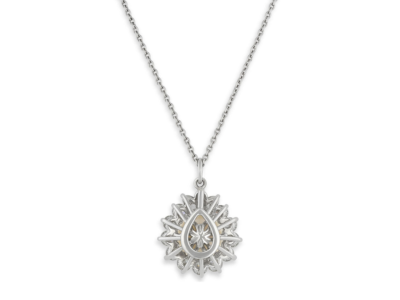 Cultured Pearl and Diamond Pendant in Platinum