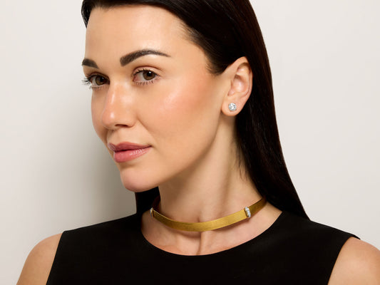 Gold Choker with Diamonds in 14K Gold