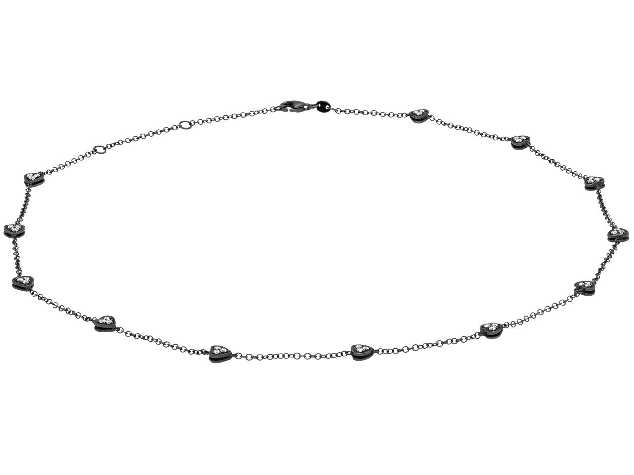 Diamond Heart Necklace in 18K Blackened Gold
