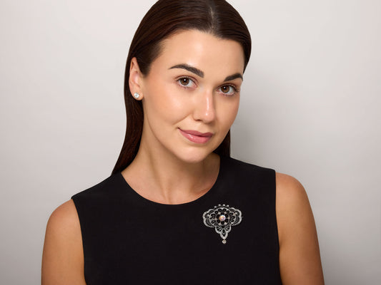 Antique Edwardian Moonstone and Diamond Brooch in Platinum