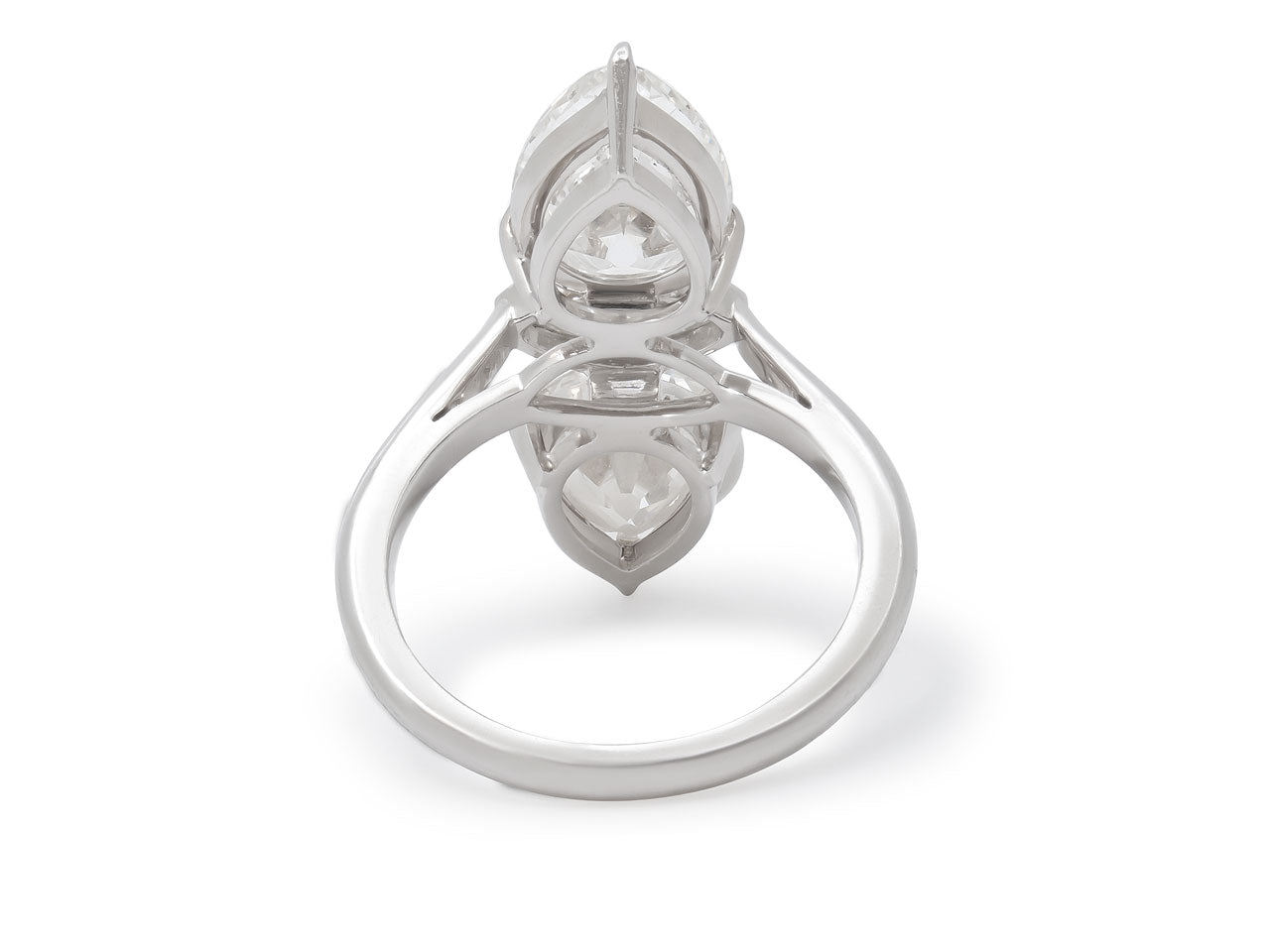 Beladora 'Bespoke' Twin Old-cut Pear and Marquise Diamond Ring in Platinum