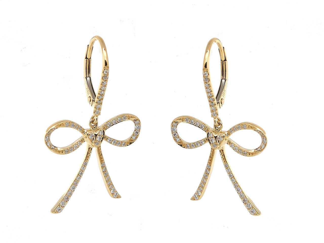 Rhonda Faber Green Diamond 'Bow & Heart' Earrings in 18K Gold