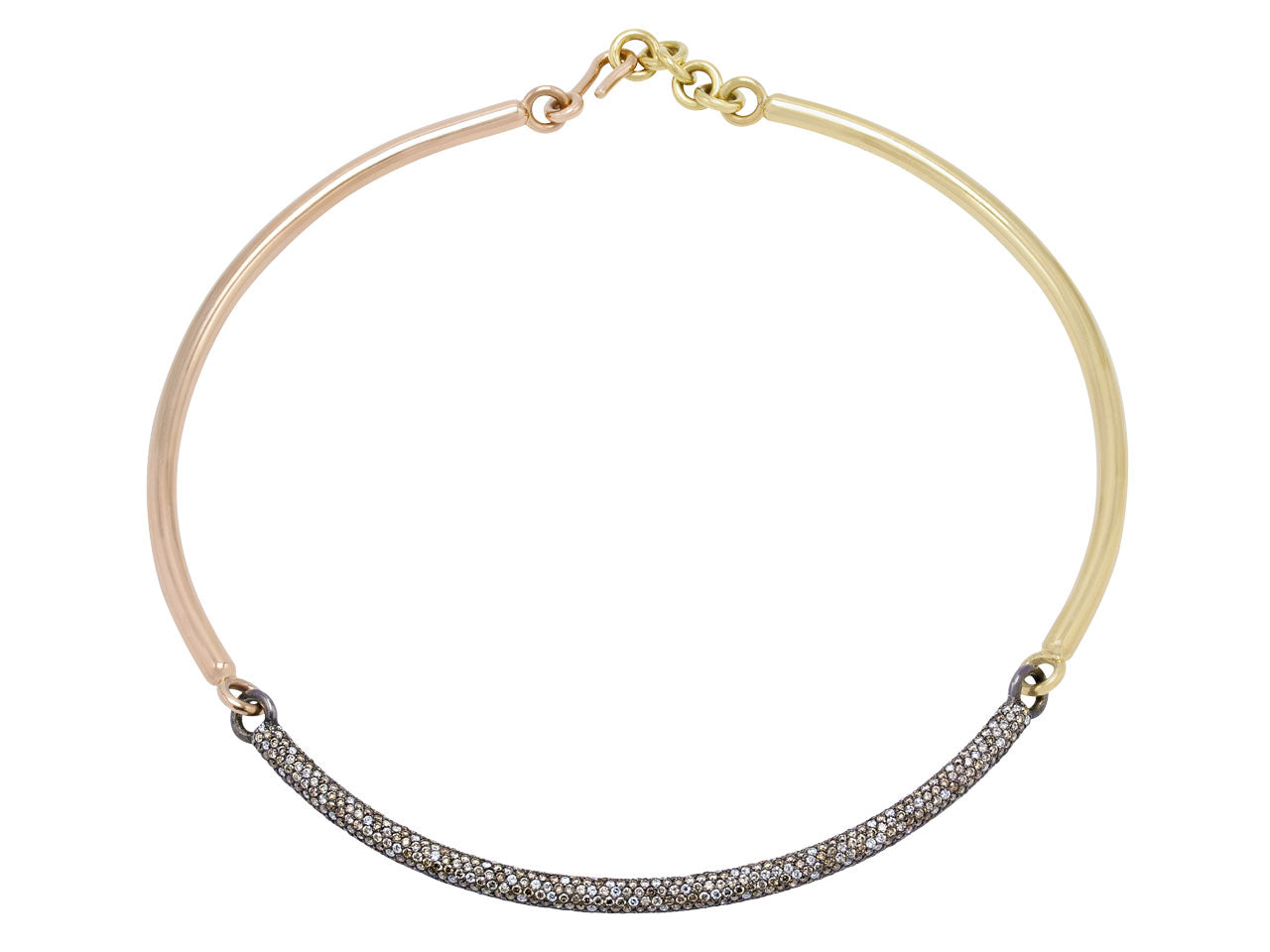 'Tri-Bar Choker' Necklace in 18K Rose, Yellow Gold and Blackened Silver, by Spinelli Kilcollin