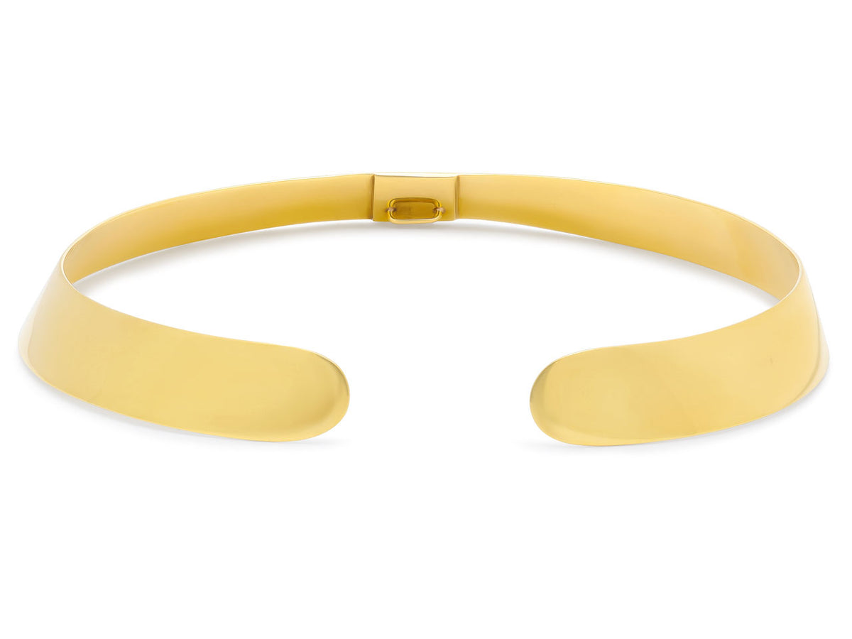 High polish 18K gold collar choker necklace