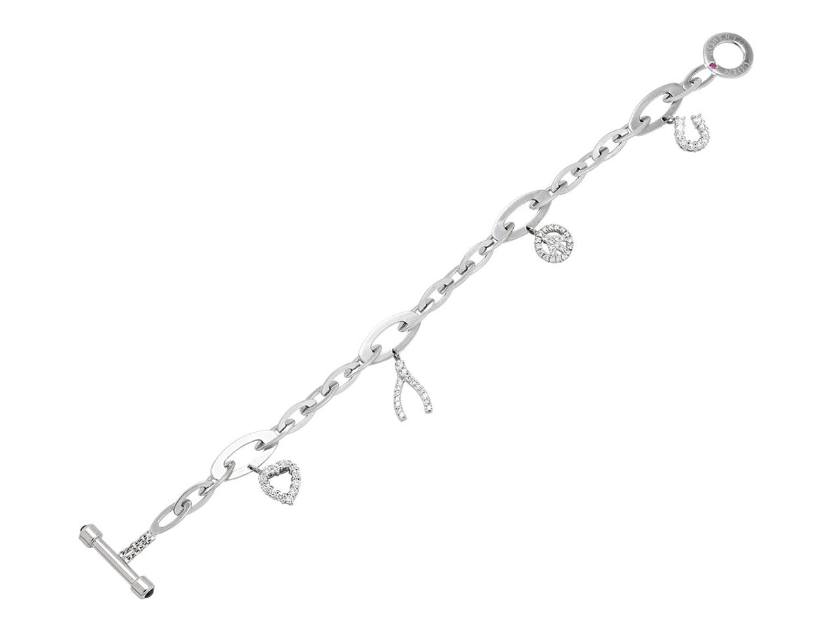 18K white gold bracelet with five diamond charms
