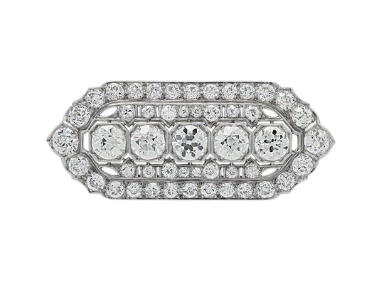 Art Deco Diamond Brooch/Pendant in Platinum