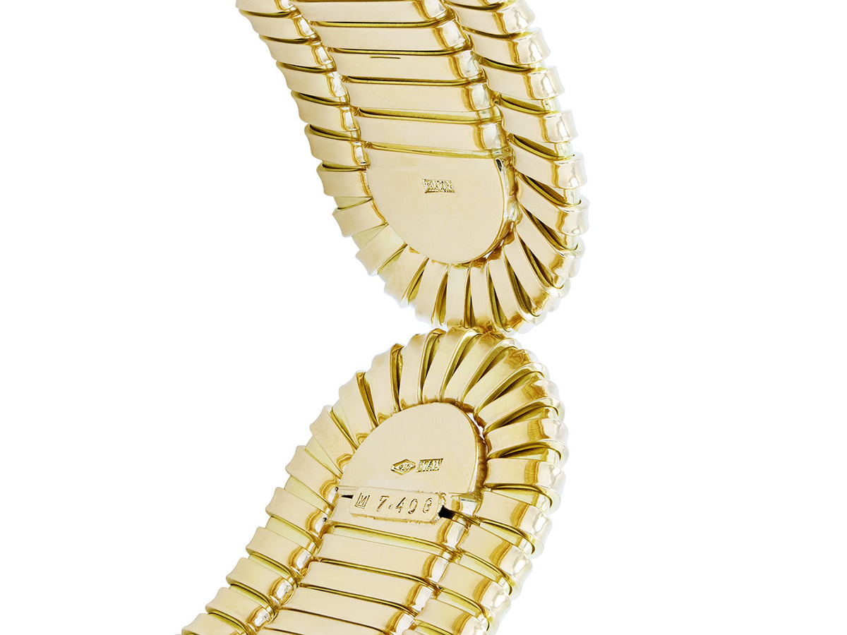 18K yellow gold domed tubogas cuff bracelet