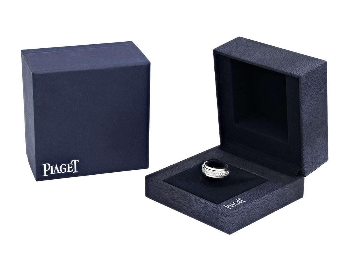 Piaget diamond band ring in open presentation box