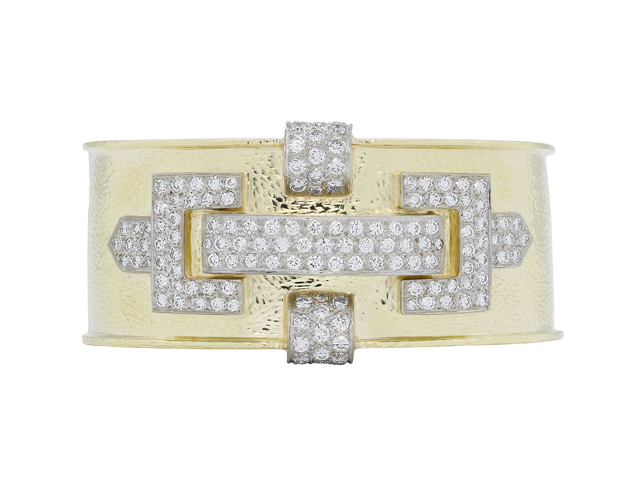 Hammerman Mid-Century Brothers Diamond Cuff Bracelet in 14K Gold and Platinum