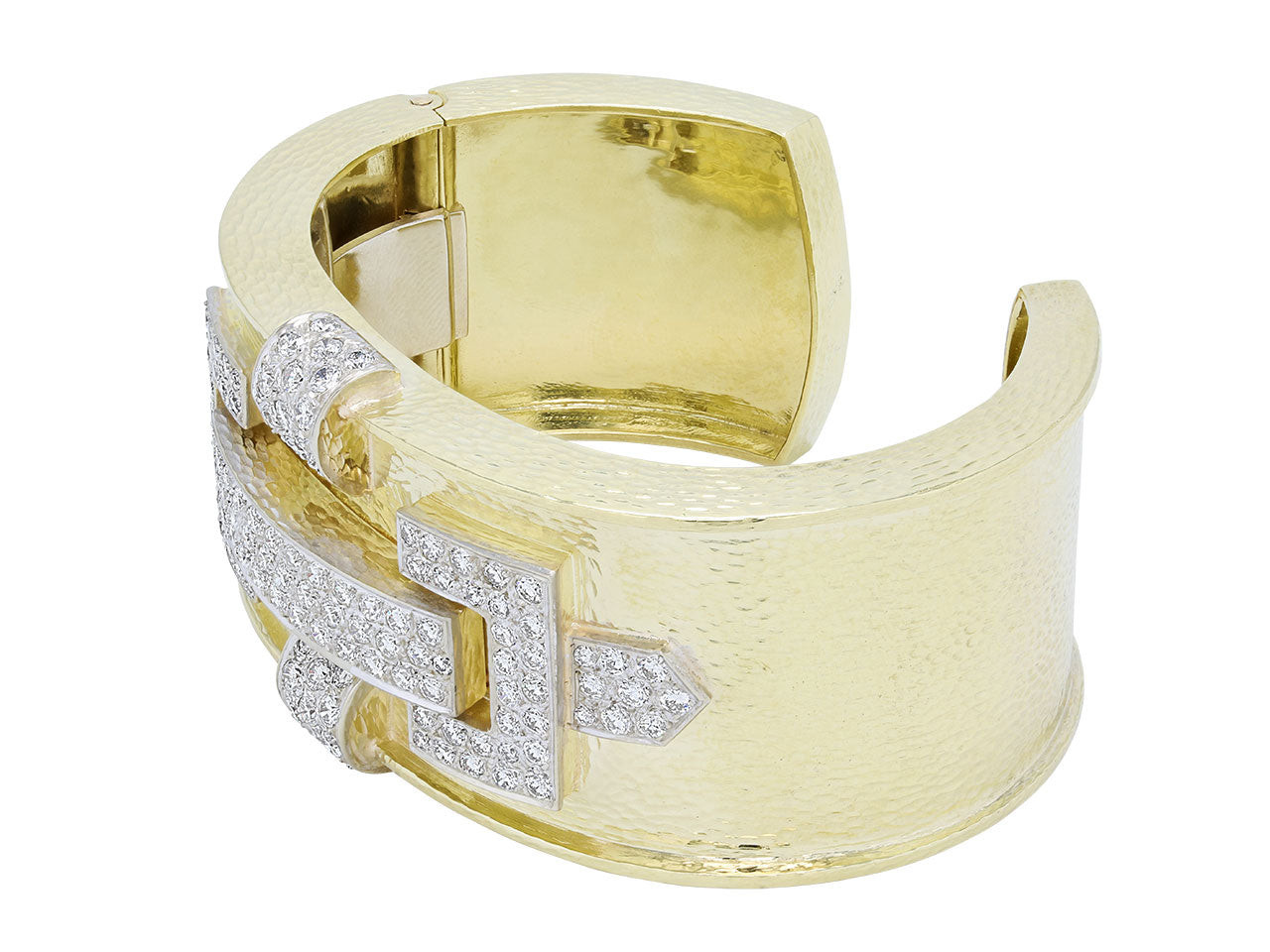 Hammerman Mid-Century Brothers Diamond Cuff Bracelet in 14K Gold and Platinum