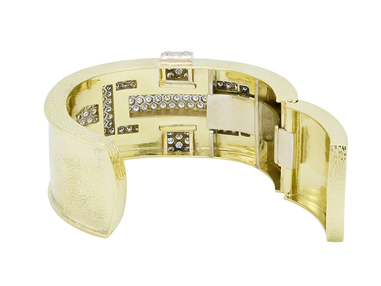 Hammerman Mid-Century Brothers Diamond Cuff Bracelet in 14K Gold and Platinum