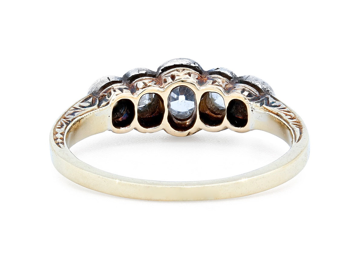 Antique five stone diamond ring with ivy detailing