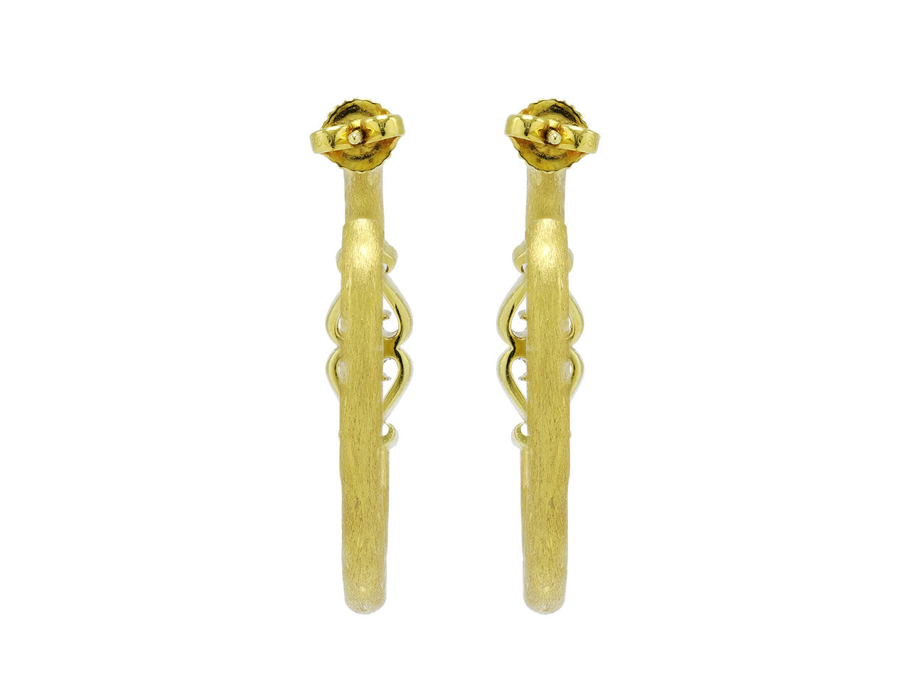 Rhonda Faber Green Diamond Double-Heart Hoop Earrings in 22K Gold, Large