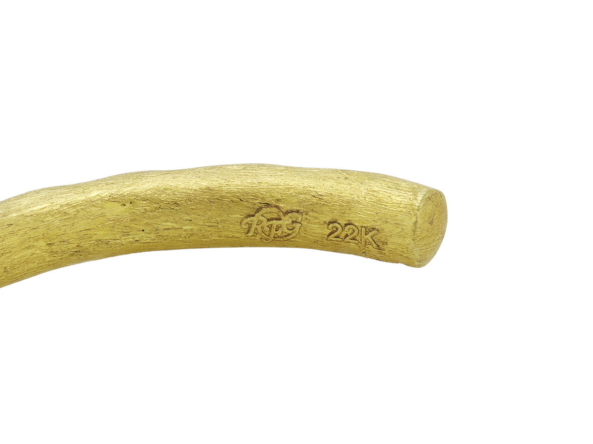 22K gold hoop earring detail with RFG hallmark