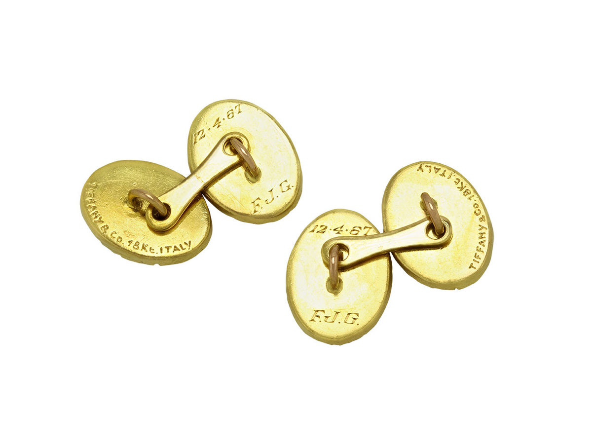 Tiffany and Co 18K gold cufflinks with engravings