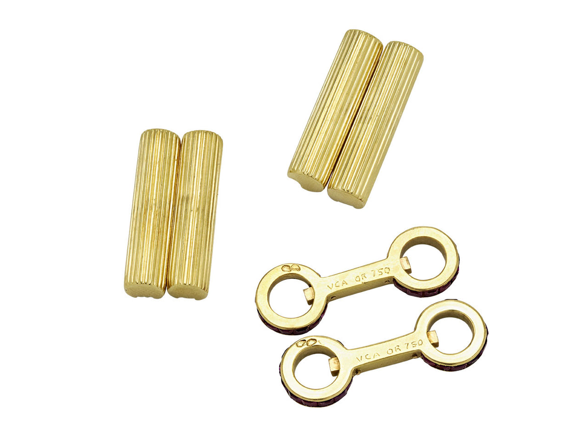 18K gold cufflinks with ribbed detachable batons