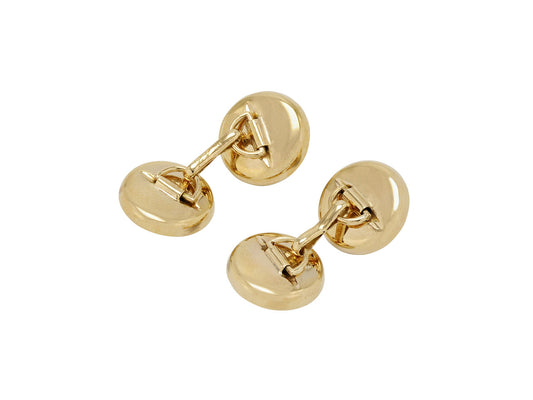 Back view of round 14K gold cufflinks