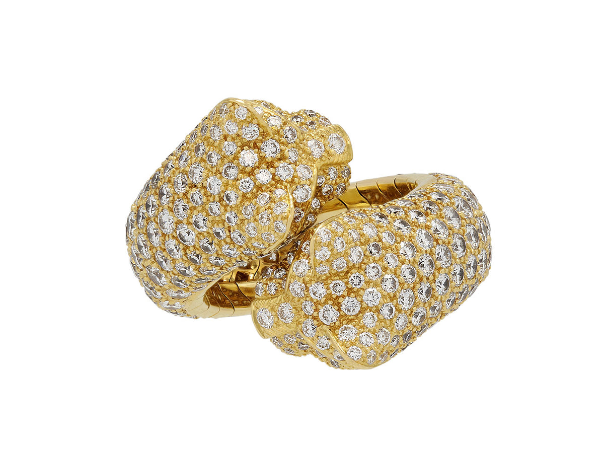 Diamond pave panther ring in 18K yellow gold