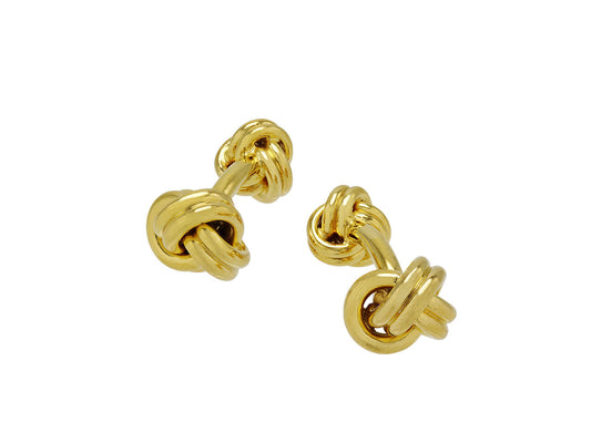 Pair of polished 18K gold knot cufflinks