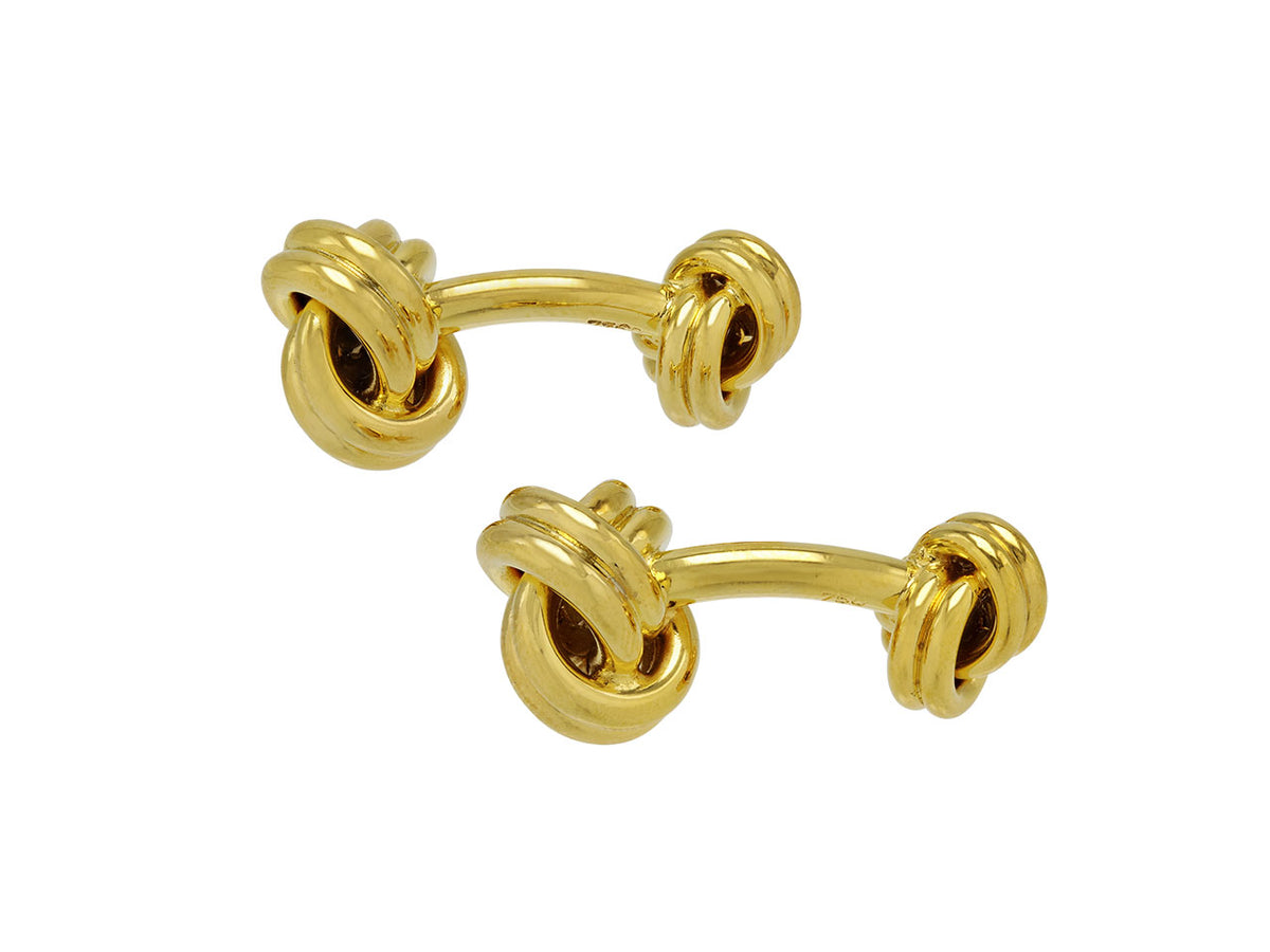 Pair of polished 18K gold knot cufflinks