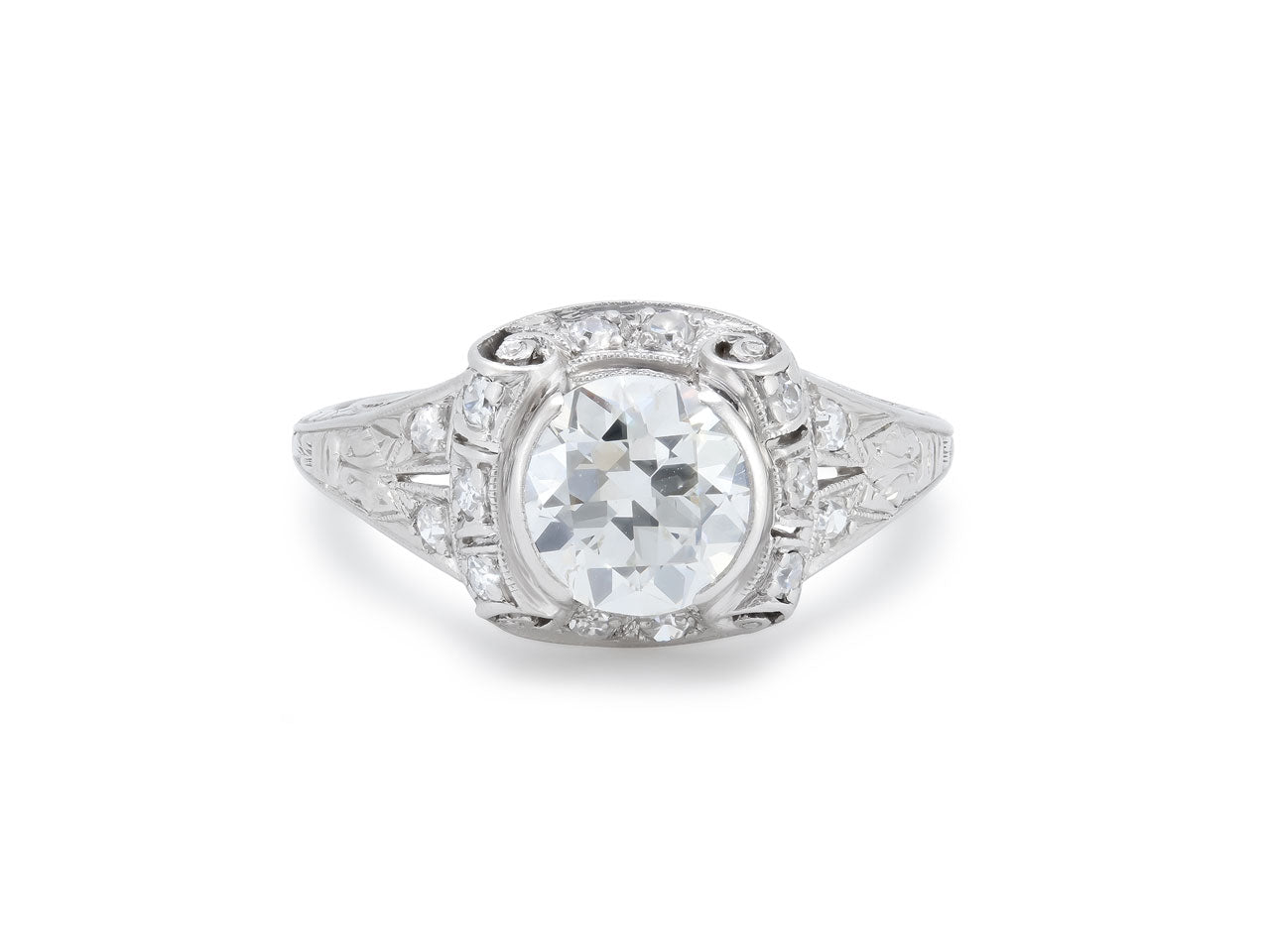 Art Deco Transitional Cut Diamond Ring in Platinum