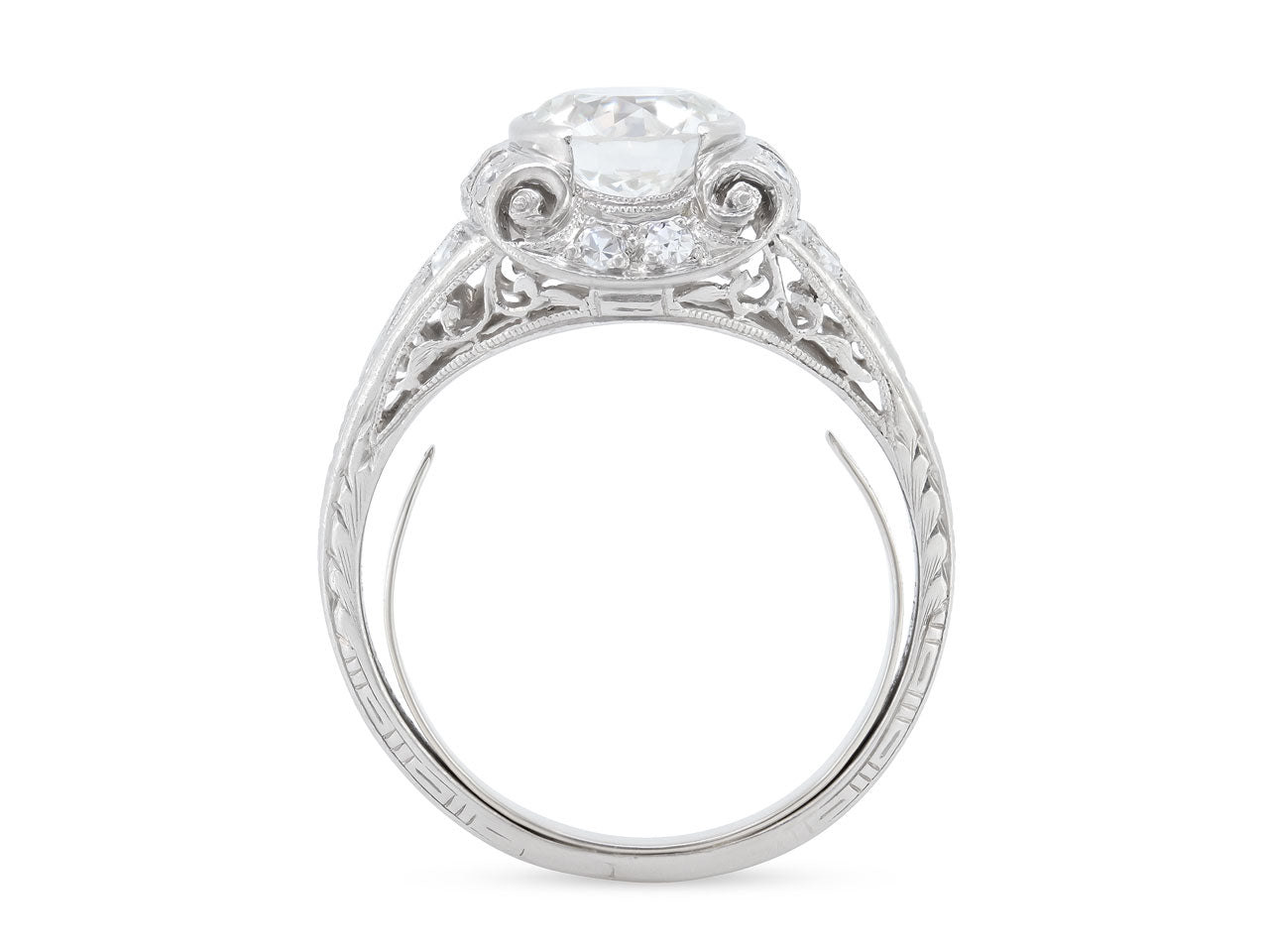 Art Deco Transitional Cut Diamond Ring in Platinum