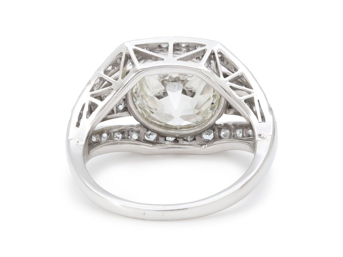 Mid-Century Old-mine Cut Diamond Ring, 3.30 carat Q-R VS-1, in Platinum
