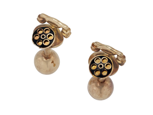 Pair of 14K gold rotary phone cufflinks