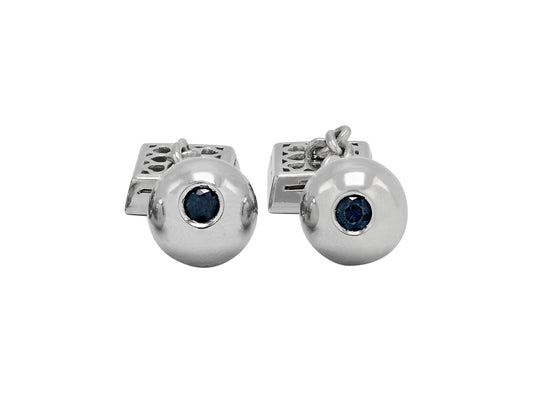 Platinum cufflinks with round blue sapphires