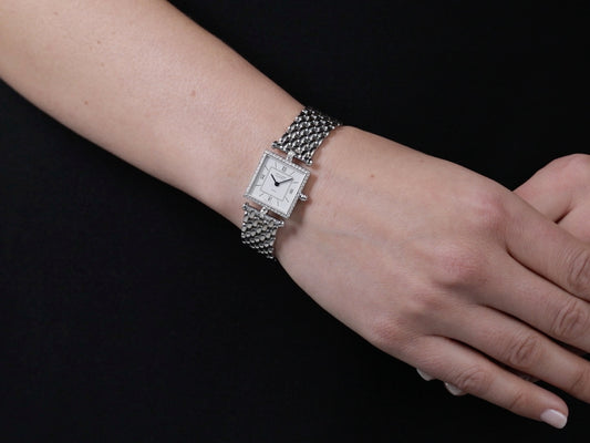 Diamond rectangular watch with white gold bracelet
