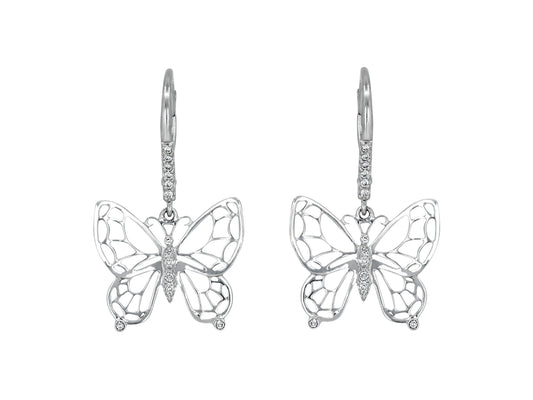 Rhonda Faber Green Diamond Butterfly Earrings in 18K White Gold