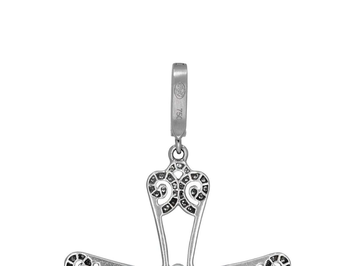 White gold filigree cross pendant with diamond accents